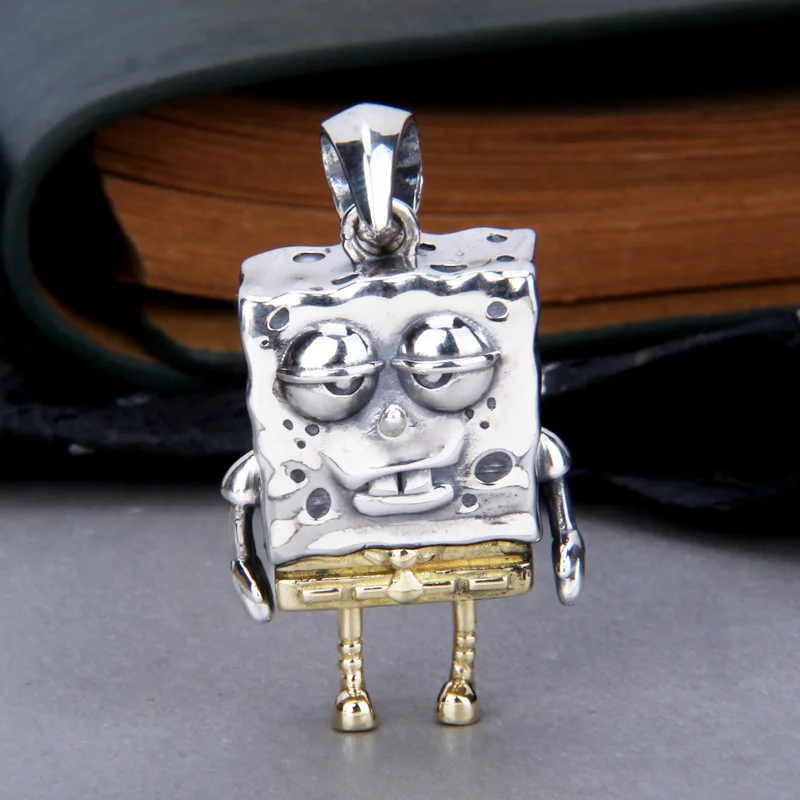 

South Korea s925 Sterling Silver Sponge Baby Pendant Cute Cartoon Necklace Accessories Fashion Hong Kong Style Men's and Women's