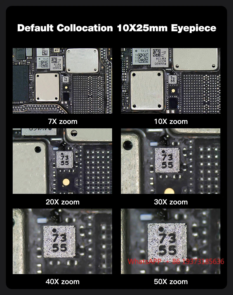MECHANIC Trinocular Stereo Microscope Magnification 7-50X 45 Degree Tilt 360 Degree Rotation Standard PL10*25mm