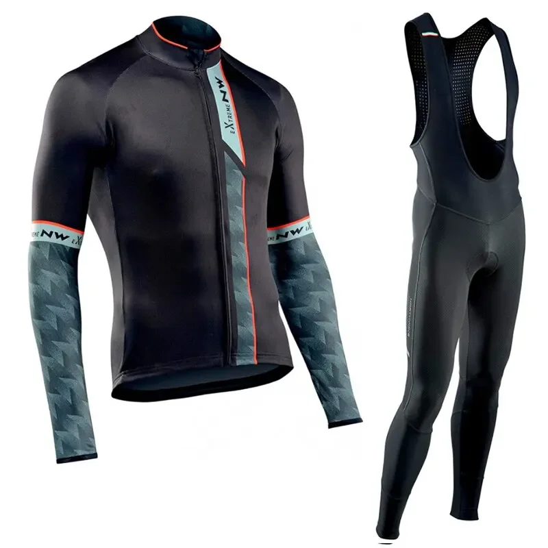 Maillot Cycliste Pro 2023 Team Cycling Jersey Long Sleeve Set Men Sportwear Outdoor Riding Bike MTB Clothing Bib Gel Pants