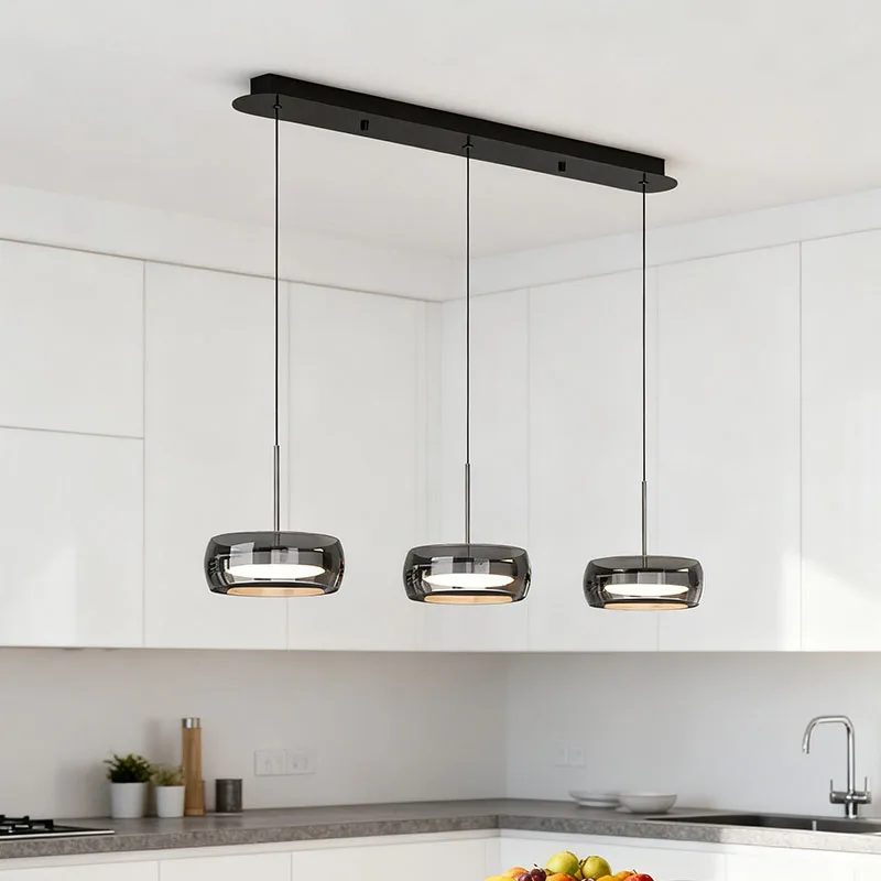 

Tricolor Light Pendant Lamp LED Glass Indoor with remote control chandelier Modern Dining Table Light Restaurant Pendant Light