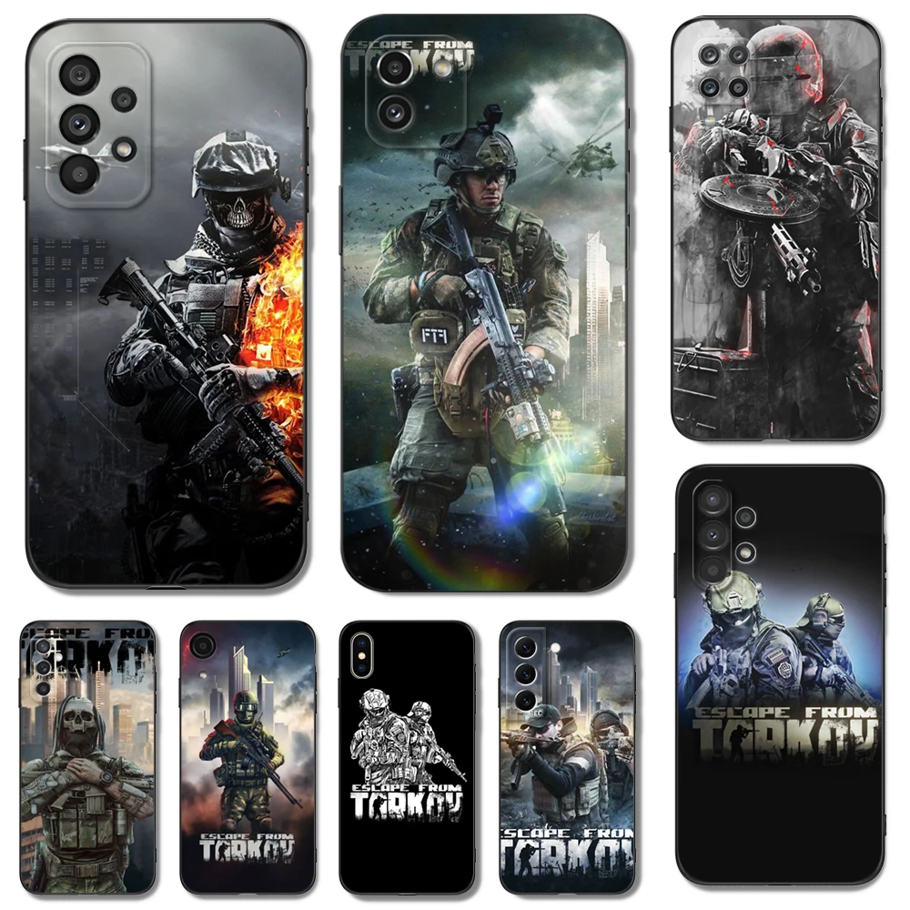 Black tpu Case For Samsung galaxy S22 S20 S21 FE PLUS ultra+S10 E lite back cover Escape Tarkov