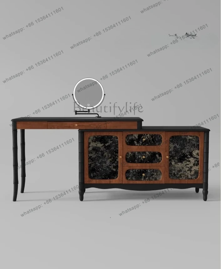 

French retro dresser chest integrated bedroom master bedroom corner makeup table solid wood light luxury