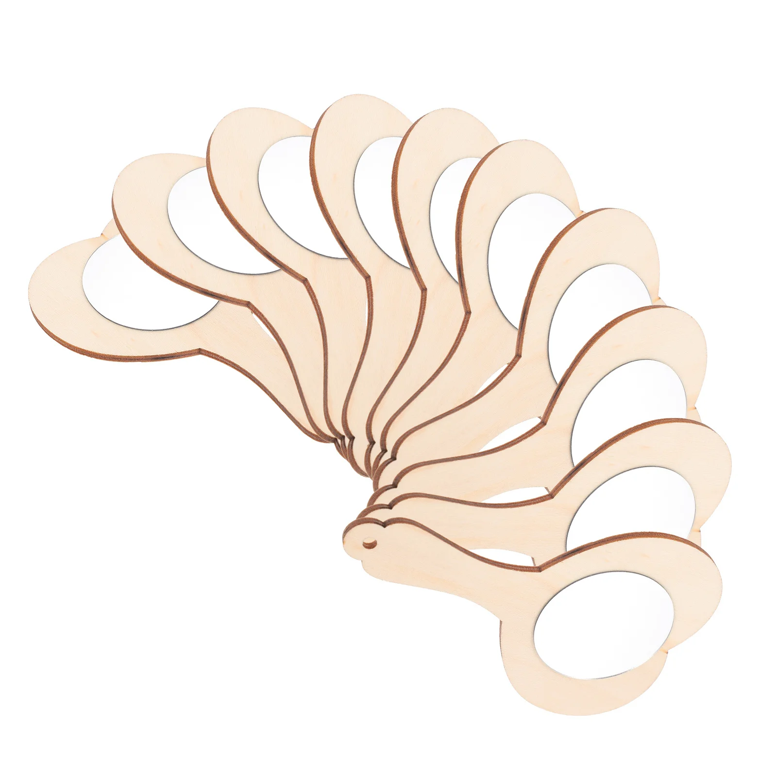 10 pezzi fai da te specchio a forma di cuore in legno per bambini kit di pittura portatile incompiuto trucco tavolo decorativo display artigianato educativo
