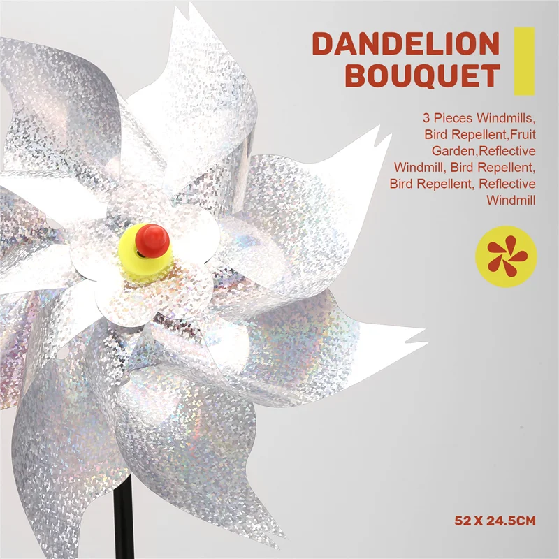 

ABYN-3 Pieces Windmills, Bird Repellent,Fruit Garden,Reflective Windmill, Bird Repellent, Bird Repellent, Reflective Windmill