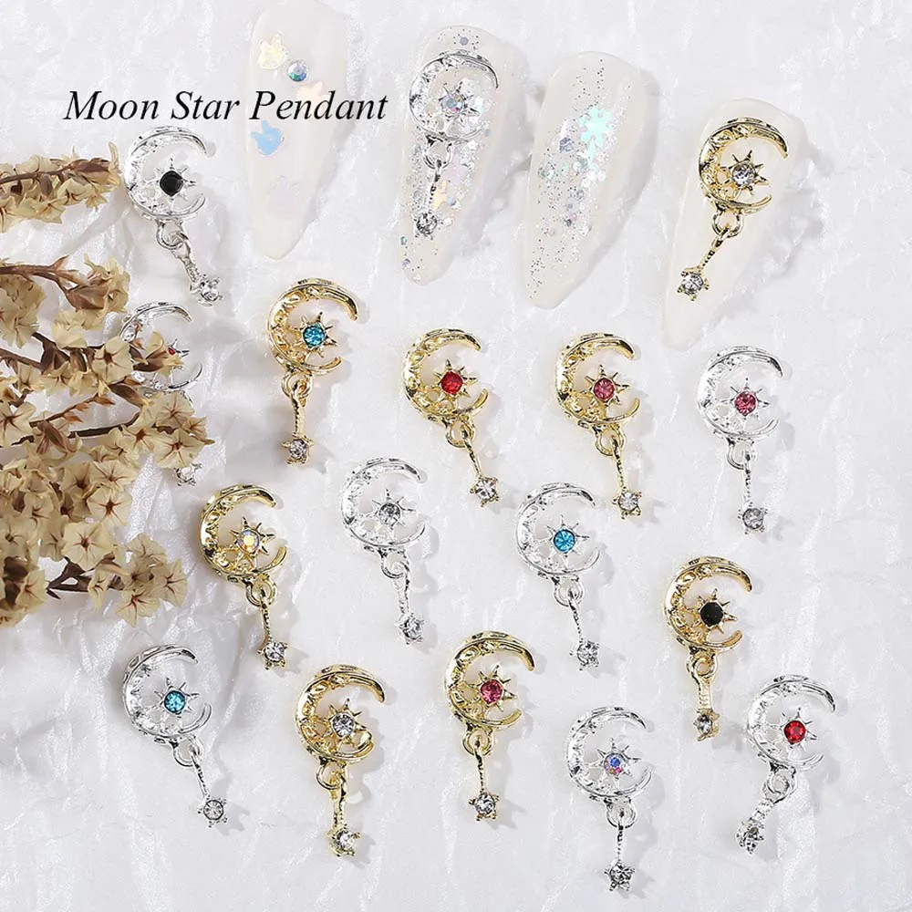 

10pcs Moon Star Series Nail Art Decorations Parts 3D Crystal Rhinestones For Nails DIY Luxury Nail Art Jewelry Charms Accessorie