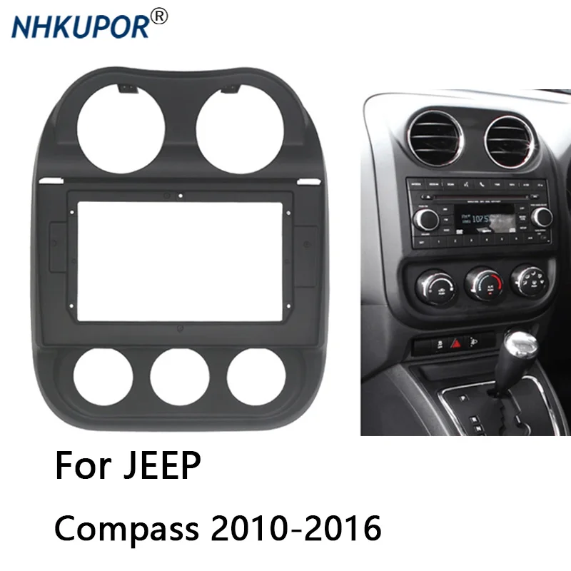 Car Radio Frame Kit For Jeep Compass 2010 2011 2012 2013 2014 2015 2016 Auto Stereo Install Dash Panel Fascia Bezel