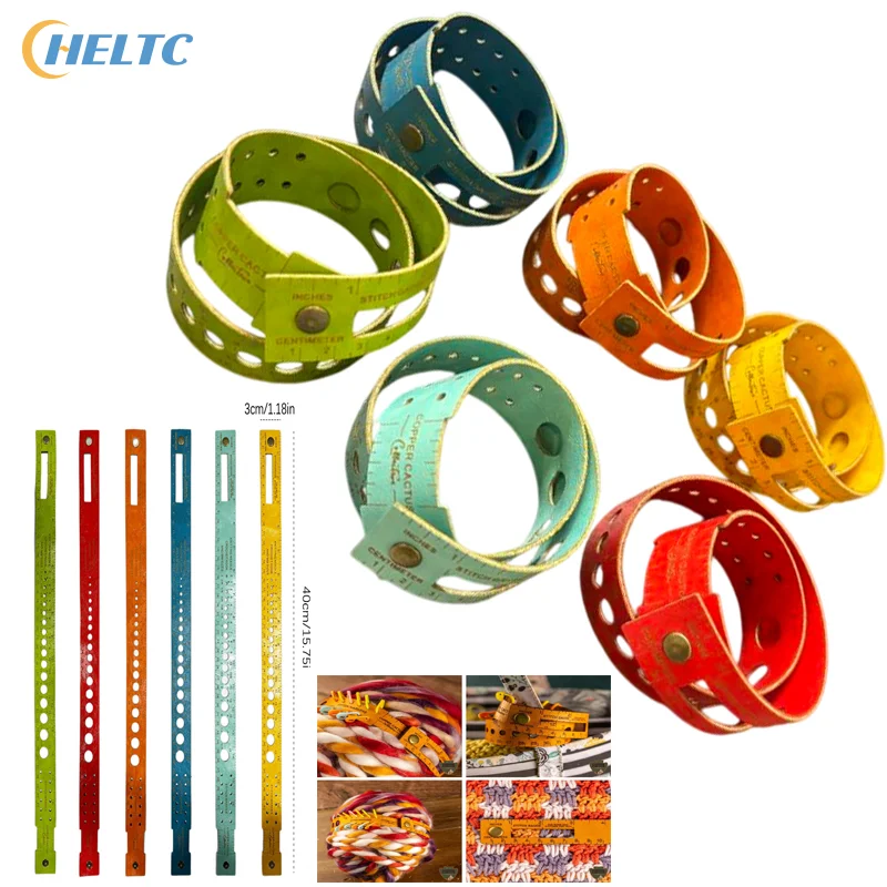 أداة صياغة متعددة الوظائف 7 في 1، أداة قياس جلدية، مسطرة معصم مع علامات غرزة للحياكة والخياطة،