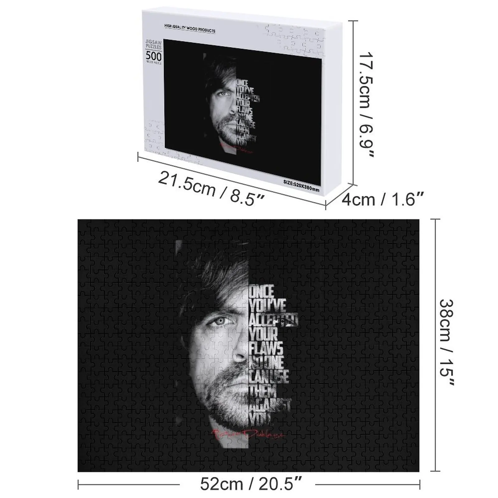 Zwart-wit Peter Dinklage-citaat. Legpuzzel Speelgoed voor kinderen Anime Aanpasbare kindercadeaupuzzel