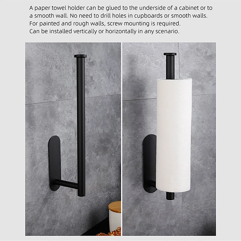 Kitchen Paper Towel Holder Adhesive Tissue Hanger Toilet Roll Paper Dispenser Cabinet Storage Napkin Rack Bathroom Accessories