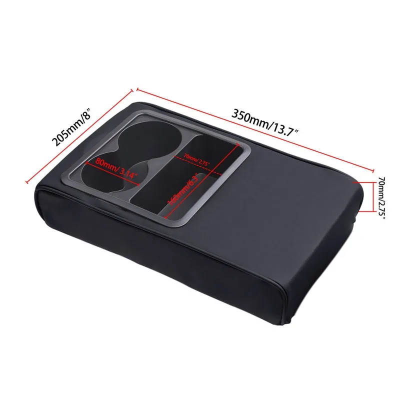 Auto Center Console Armrest Cushion With 2 Cup Holder PU Leather Armrest Pad Portable Car Amrest Pillow Cover Height Pad