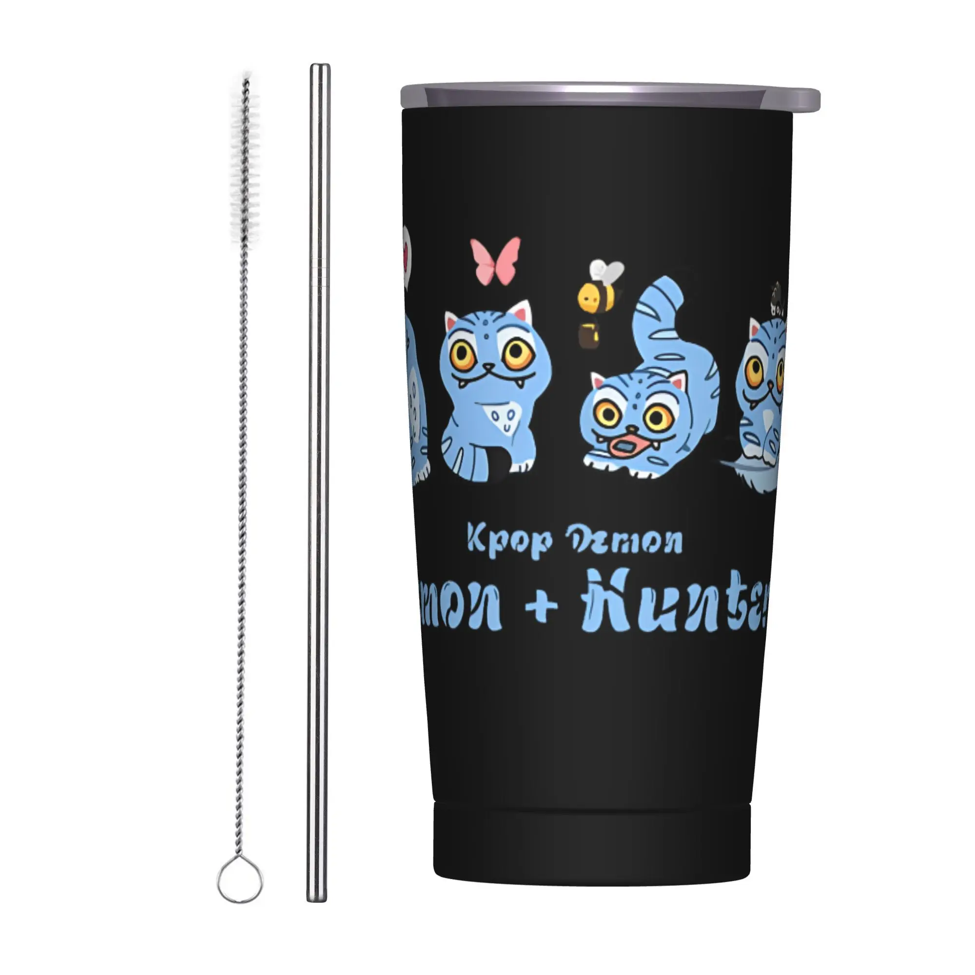 

Funny Derpy Tiger Kpop Demon Hunters Insulated Tumbler with Straws Stainless Steel Coffee Mugs Office Thermos Bottle Cup, 20oz
