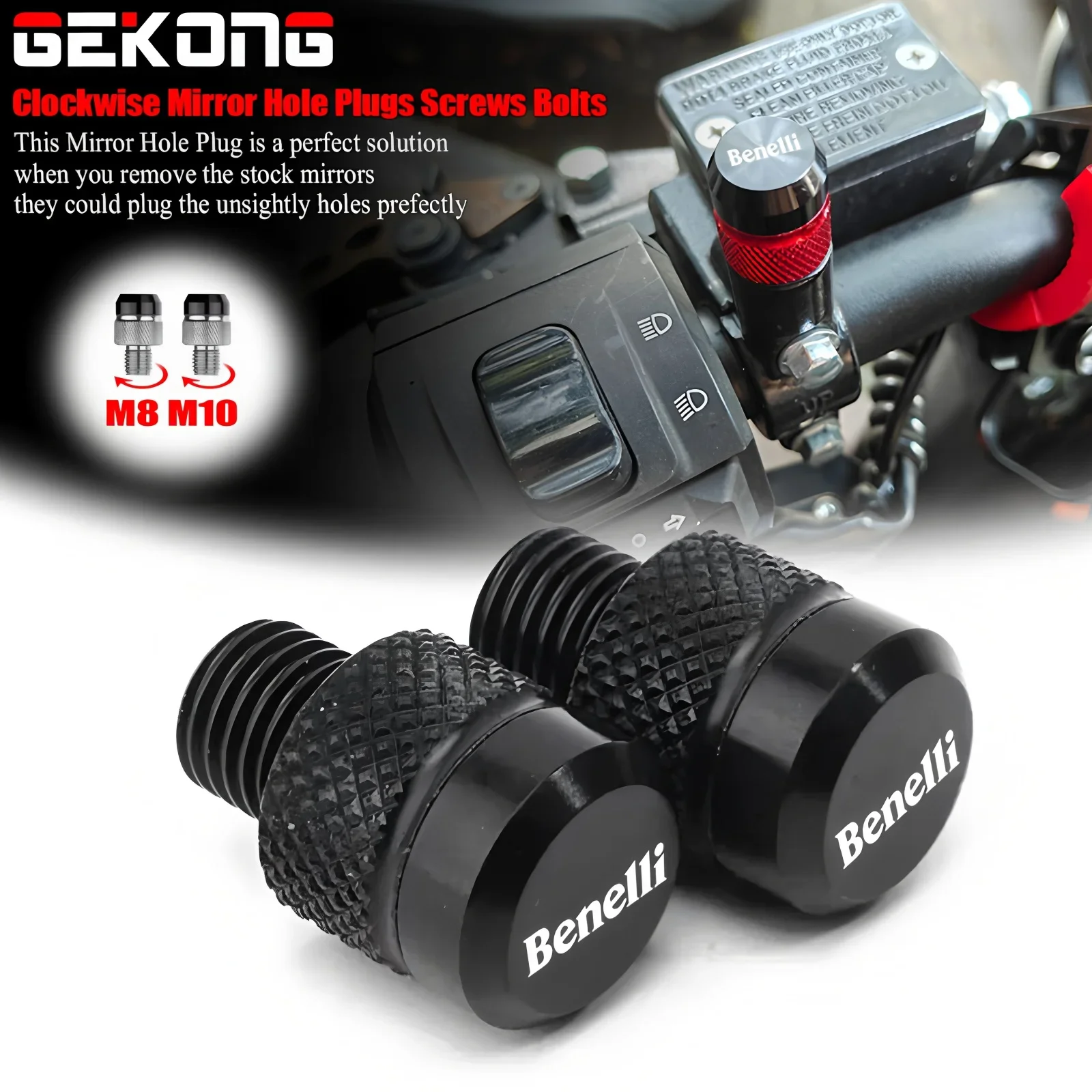 BENELLI CNC Rearview Mirror Hole Plug Screw Bolts Cover For BENELLI 502C 752S TRK 702 502X 251 Leoncino 500 250 TNT 125 300 600
