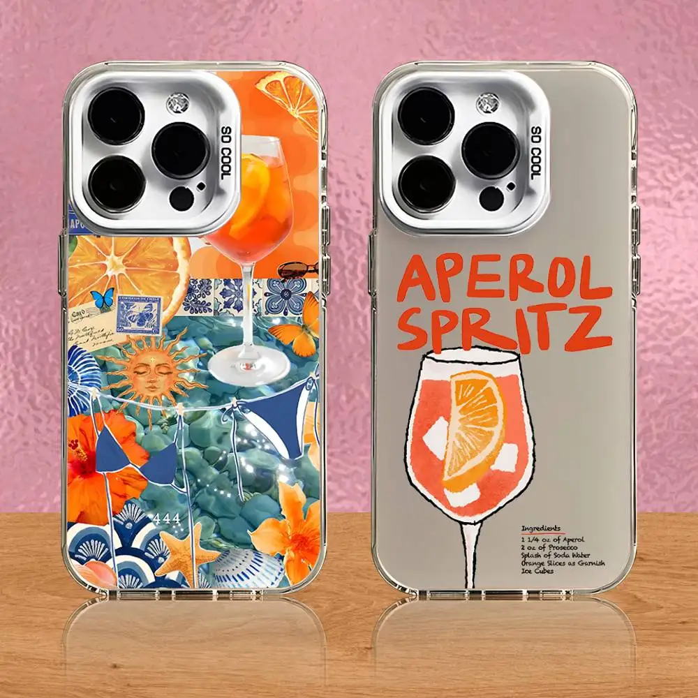 

Aperol Spritz Pattern Phone Case For iPhone 16,15,14,13,12,11,Pro,Max,Plus,Mini,SE White Candy Matte Shockproof Cover