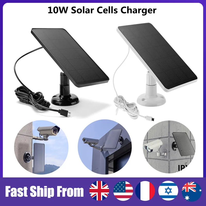 Solar Panel 10W Solar Cells Charger 5V Outdoor Hiking Waterproof Sunpower Cahrging Panel for Home Light Security Camera Charging