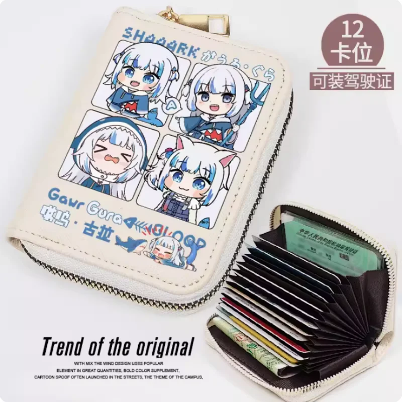 

Anime Hololive Gawr Gura Fashion Wallet PU Purse Card Coin Zipper Cash Holder Bag Cosplay Gift B429