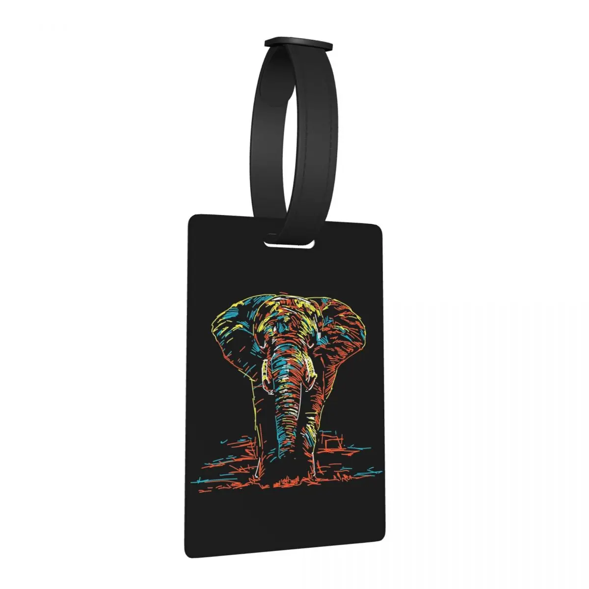 

Colourful Abstract Elephant Neon Illustration Luggage Tags Travel Portable Baggage Boarding Tag Label Holder ID Name Address