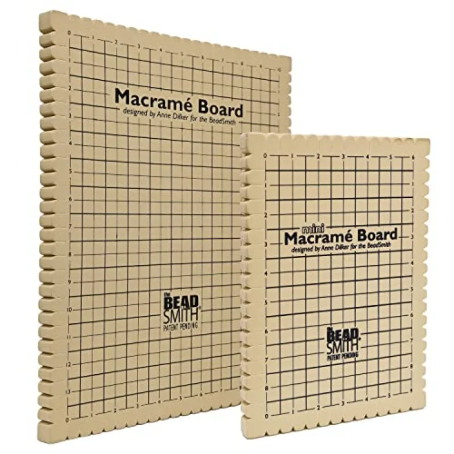 

Macrame Board Combo - Standard 11.5" x 15.5" and Mini 7.5" x 10" Sizes - With Printed Measuring Grids - Bracelet Project with I