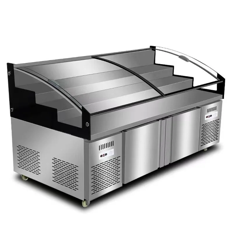refrigerated fruit fishing display cabinet Seafood cold dish fresh-keeping cabinet BBQ skewers a la carte cabinet
