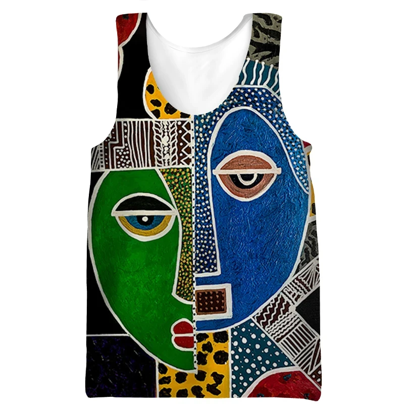 2024 Harajuku African Girls Pattern Vest Daily Fitness Men Tank Top Sleeveless Funny Undershirt Round Neck Men Clothing y2k Tops