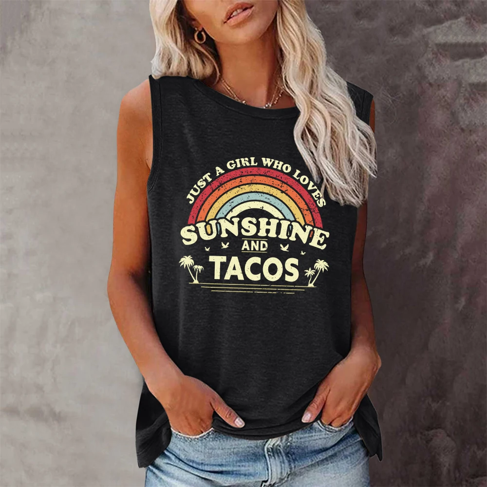 Summer Rainbow Sunshine 3D Print Tank Tops Women Vintage Streetwear Oversized O-Neck Vest Off Shoulder Sleeveless Woman Camisole