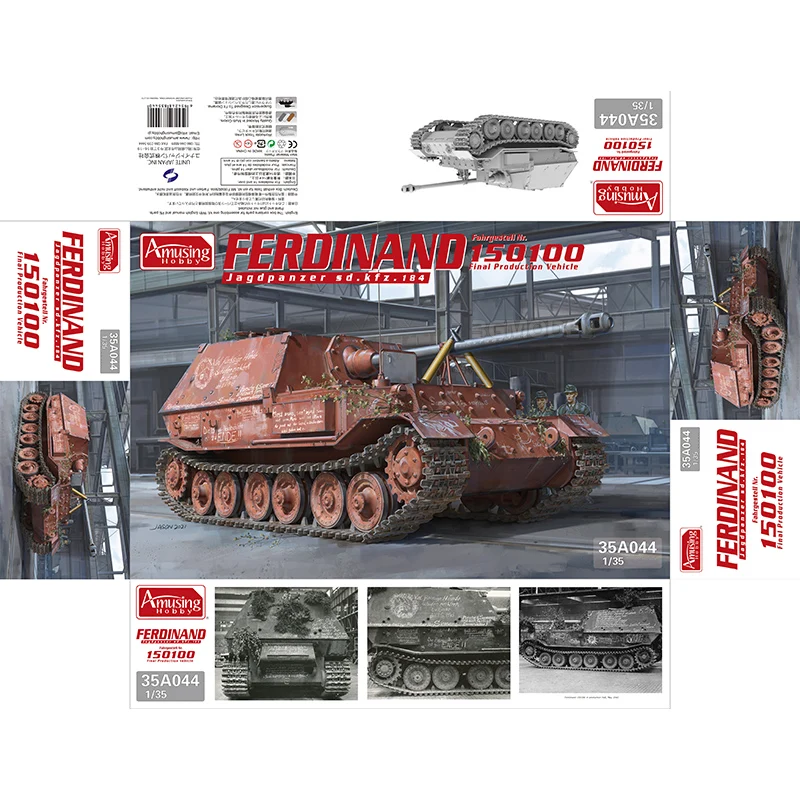 Amusing Hobby Assembled precious Model Kit, 35A044, Ferdinand Jagdpanzer, Sd. k202.. 184, NO.150100, 1/35