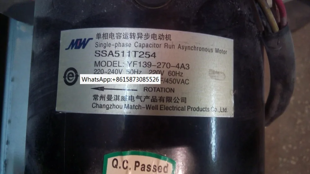 Fast Shipping MOW YF139-270-4A YF139-270-4A3 220V 50Hz 270W 4 Pole single phase capacitor run asynchronous motor