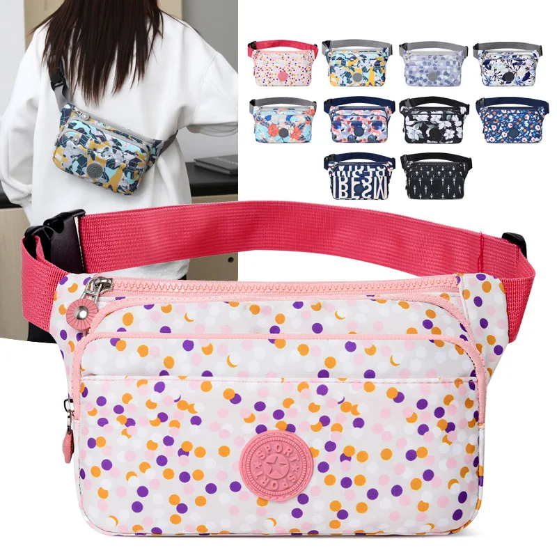 

Waist bag printed nylon cloth small bag light shoulder crossbody bag leisure large capacity chest