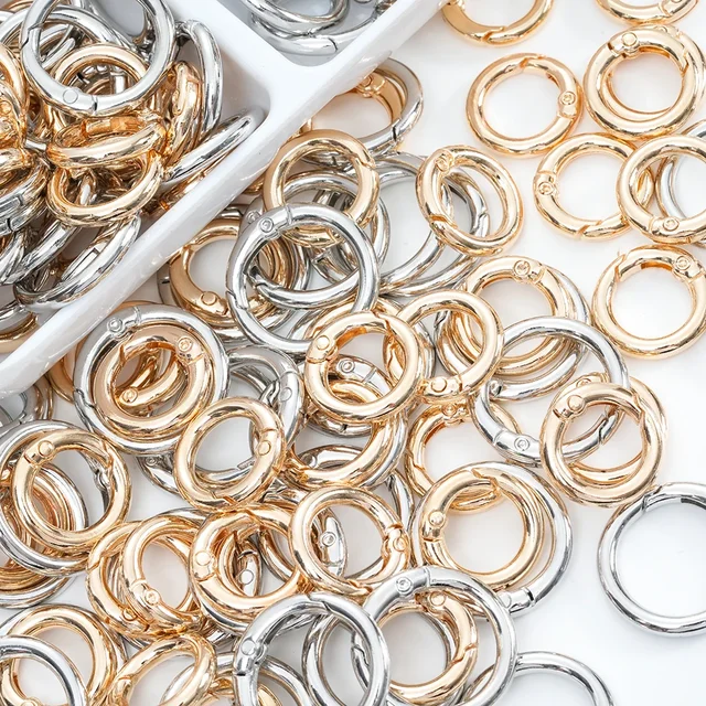 5 sztuk metalowych zapięć sprężynowych typu l O Ring Otwierany karabińczyk Okrągłe złącze breloka Klipsy do torebek Klamry do łańcuszków DIY Findings