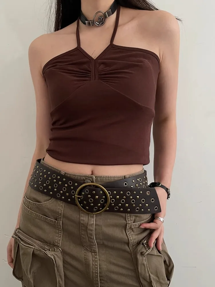 Cinturón Retro estilo N para mujer, cinturón ancho con remaches, colocación de pantalones vaqueros, sensación de alta calidad, 2024