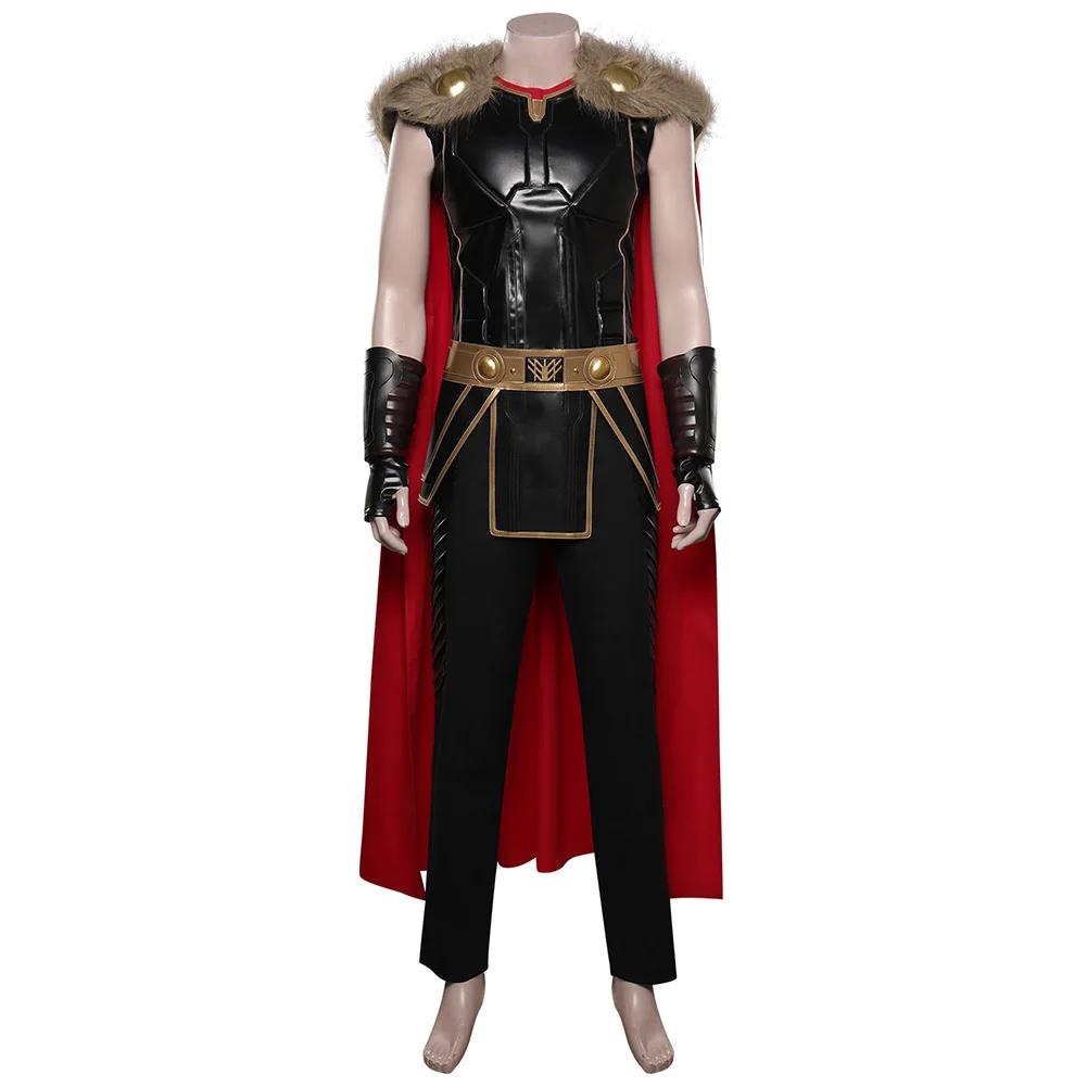 Thor Cosplay Men Costume Movie Love And Thunder 4 Roleplay Wigs Outfits Clothes Fur Cloak Male Superhero Halloween Party Suit