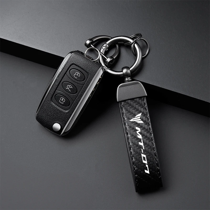Keychain Motorcycle Carbon Fiber Leather Keychain For Yamaha MT01 MT09 MT07 MT10 MT03 MT 01 09 07 03 10 MT-01 MT-10 MT-03 image 5