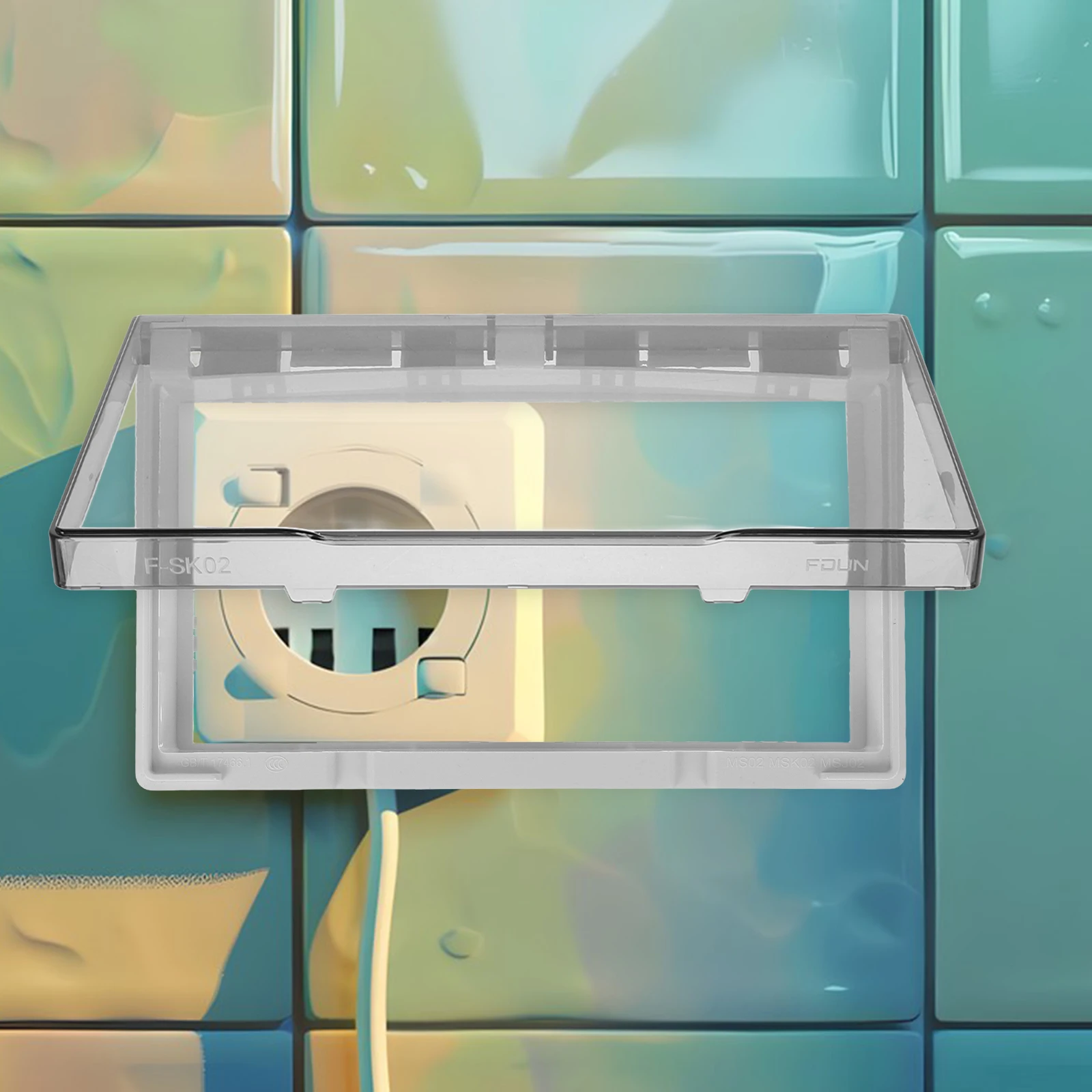 

Waterproof Socket Outlet Cover Switch 2 Positions Ultra Thin Sticky Wall Plate Splash Proof Box Bathroom Panel Protector