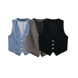 Women's Vest New 2024 Denim Vest Women's Classic Casual Fashionable and versatile women's vest