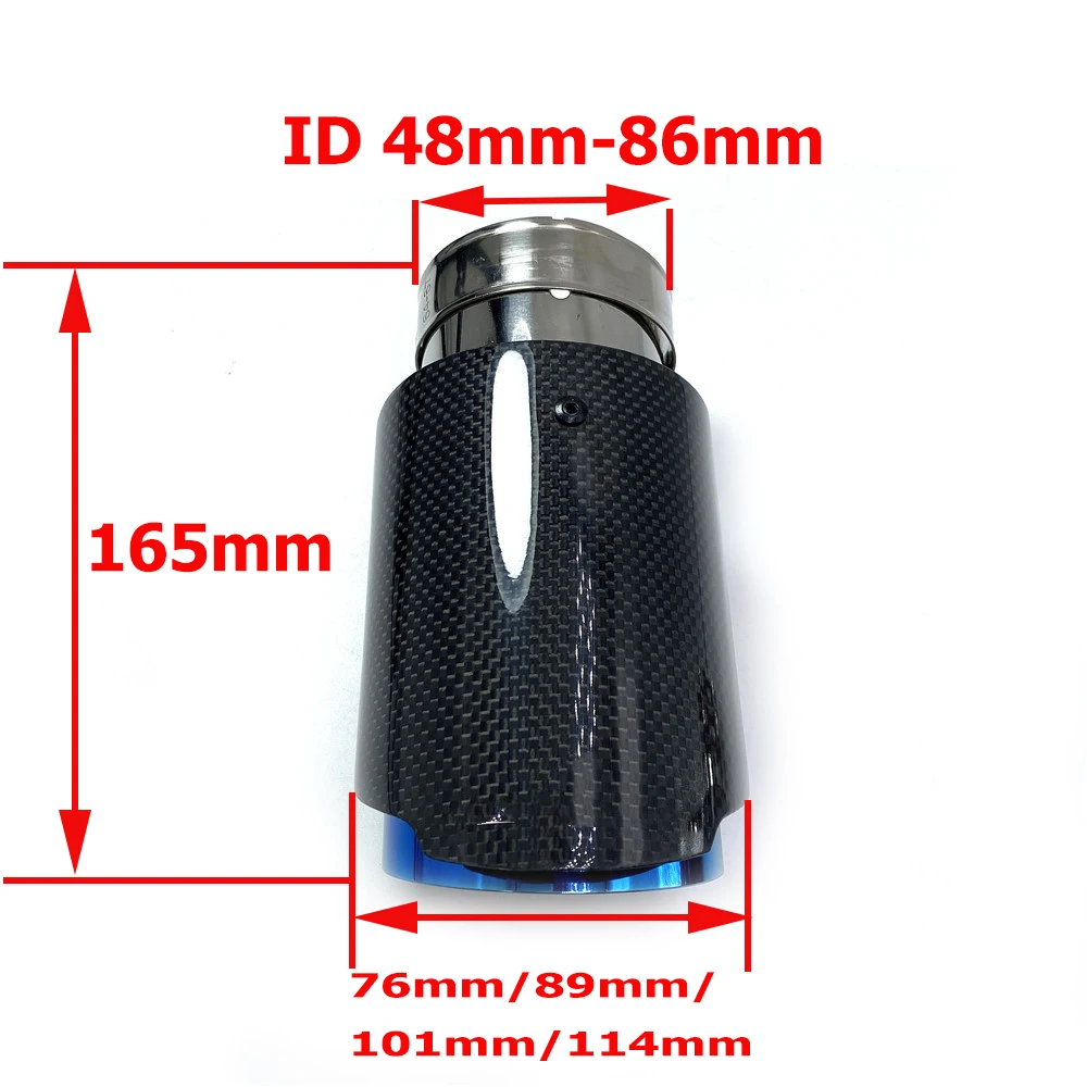 Tubo de escape individual para coche, silenciador de carbono liso y brillante, color azul, para BMW Benz, Audi, Porsche, CX-4, E71, E46, E60, E90, 1