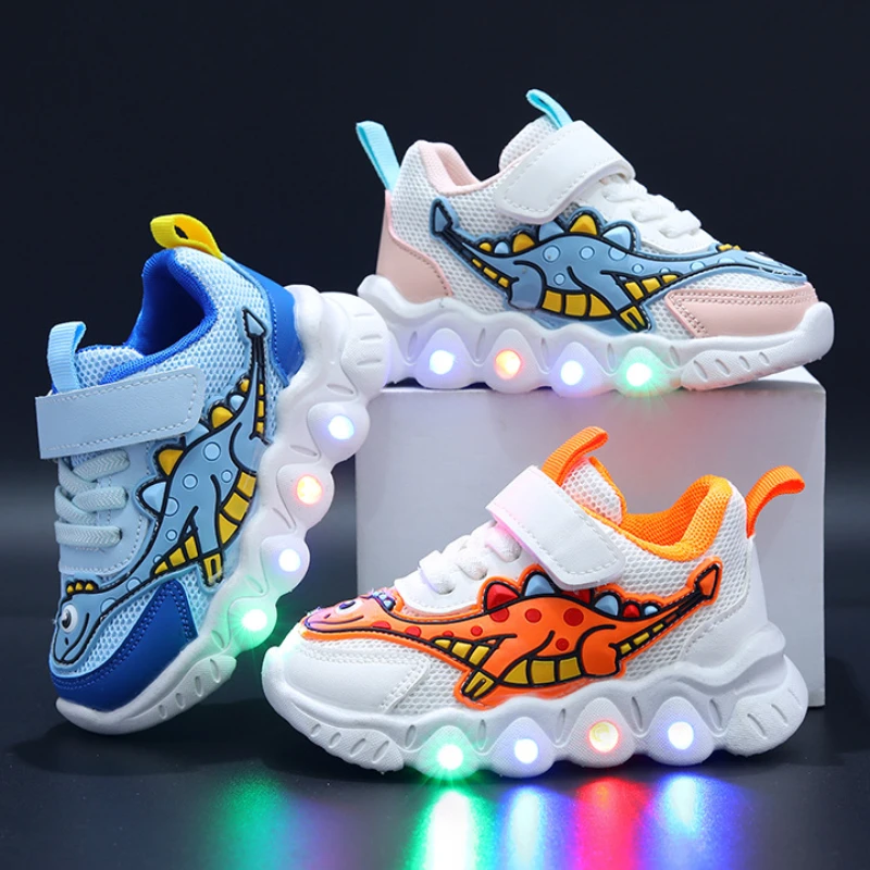 LED Children Cute Cartoon Boys Casual Sneaker for Children Shoes Girl Mesh Breathable Lighting Shoes Baby Illuminated Shoe