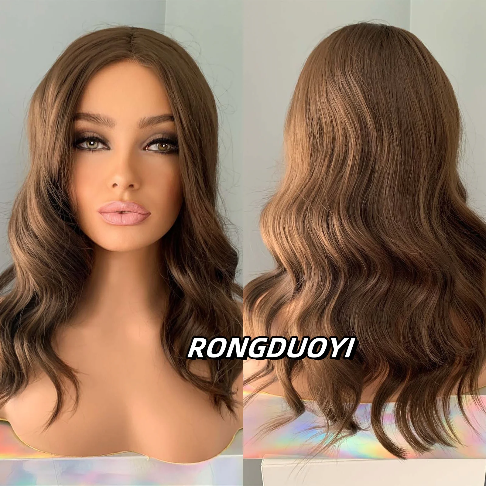 Brown Wig Short Wavy Synthetic Lace Front Wig Natural Frontal Chocolate Brown Brunette Hair Lace Wigs Party Cosplay