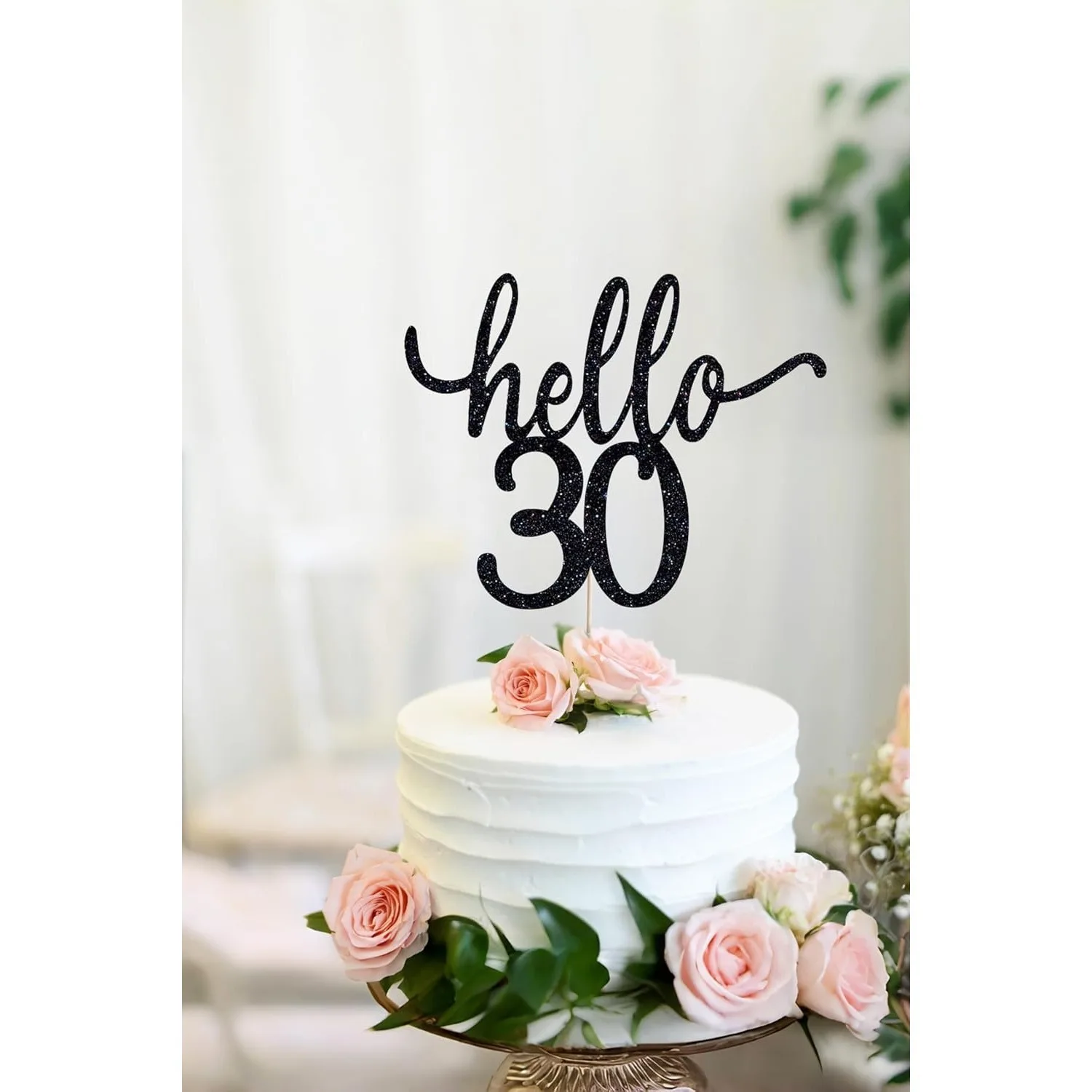 Hallo 30 Geburtstagstorten-Topper, Lustige 30. Geburtstagsparty-Dekorationen, Happy 30 Torten-Topper, Schwarze Glitzer 30 Party-Dekorationen – Detail 5