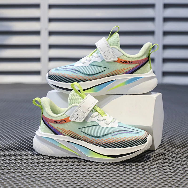 

Hook And Loop Design Youth Sports Shoes Lightweight Shockproof Casual Sneakers For Outdoor Activities