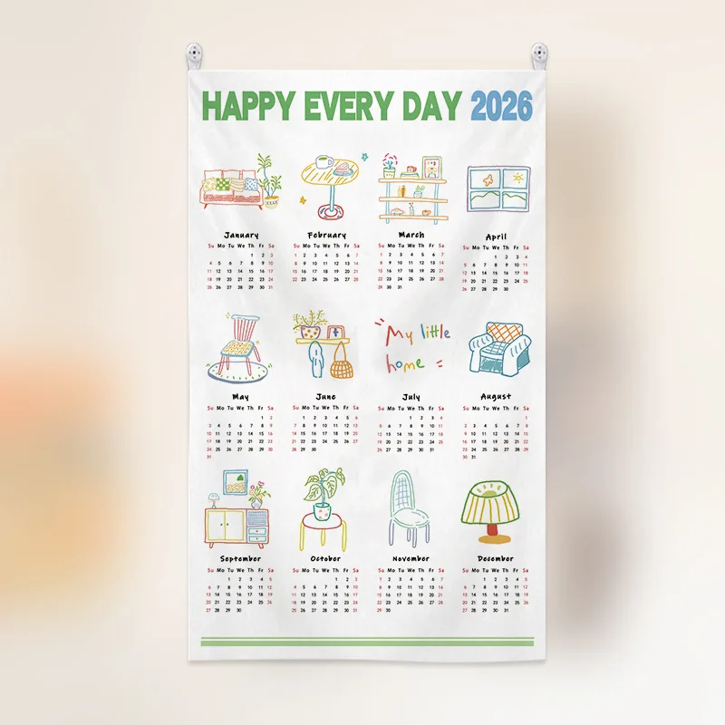 2026 تقويم كبير نسيج بوهو مزرعة جدار ديكور مع تخطيط شهري قابلة لإعادة الاستخدام مخطط النسيج لغرفة النوم غرفة المعيشة