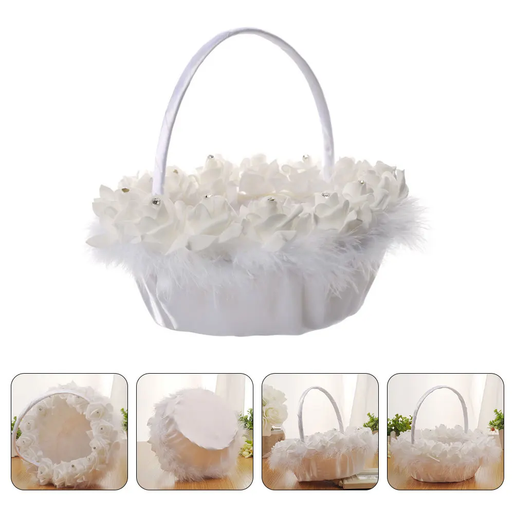 

Delicate Wedding Flower Basket Premium Cloth Pe Materials Elegant Decoration for Ceremony Romantic Aisle Walk Gift Container