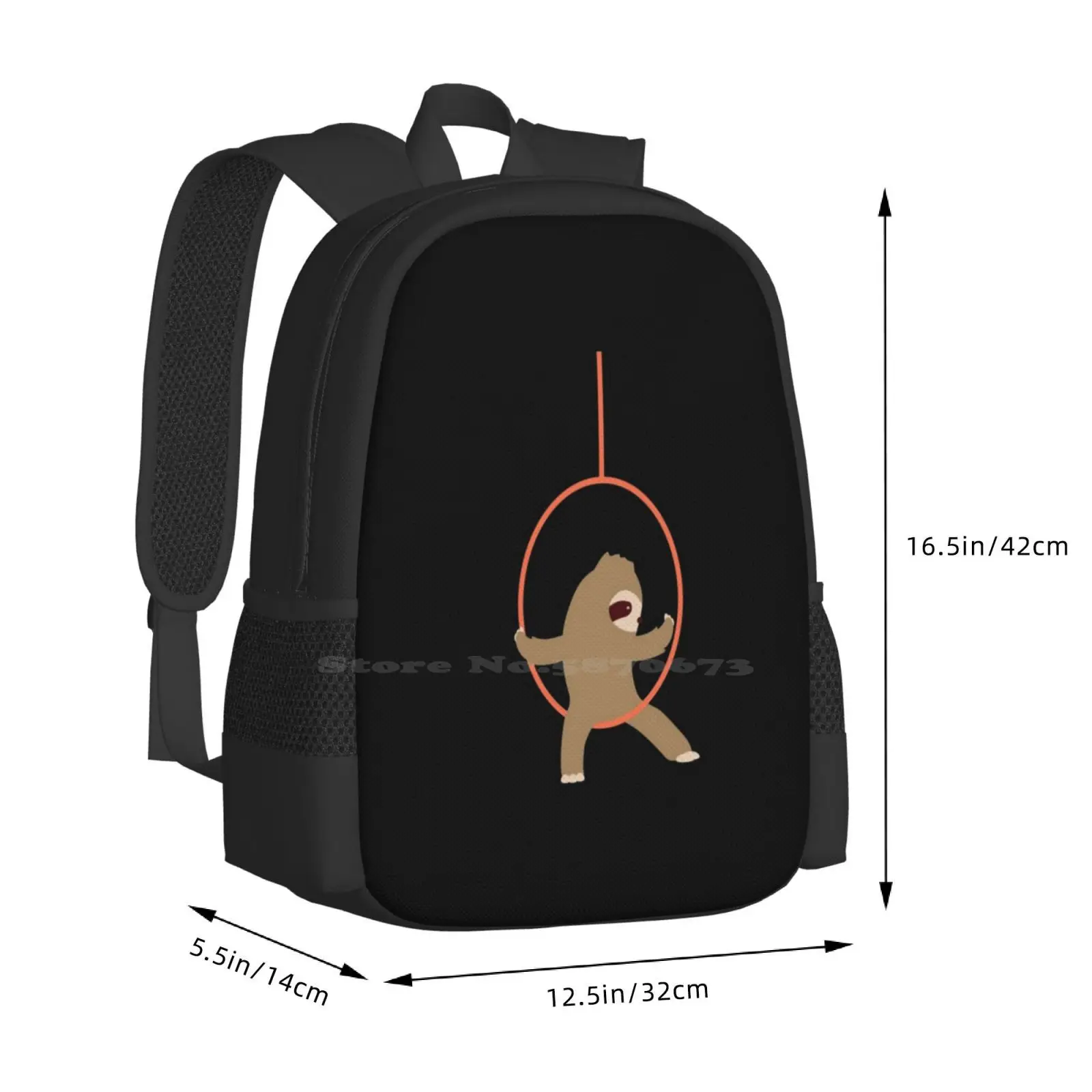 Aerial Hoop Sloth Aerial Acrobatics 3D Print Design Backpack Student Bag Lyra Circus Air Ring Air Dance Aerial Acrobatics Pole