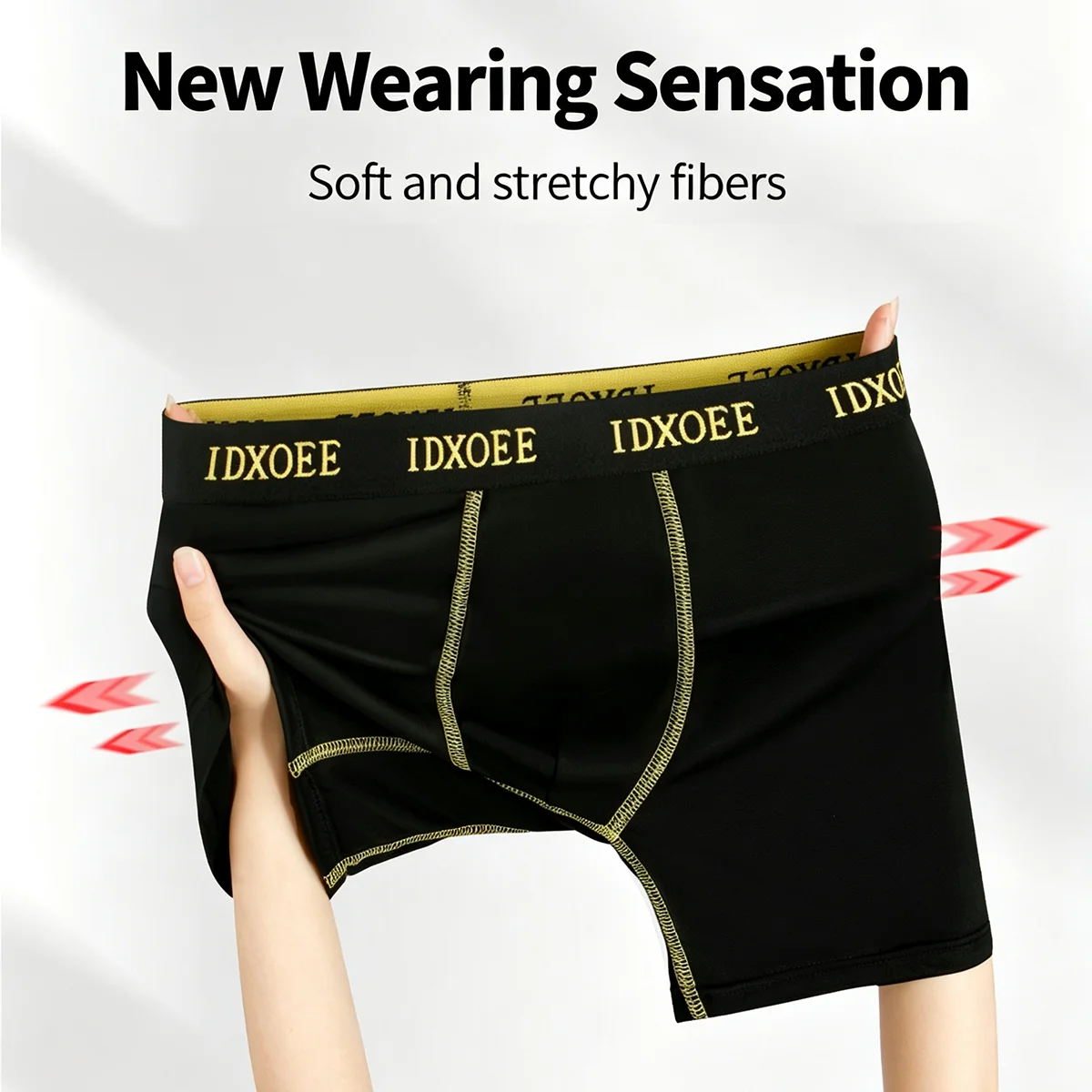 Men's Sports Breathable Mid Length Shorts Antibacterial Boxer Shorts Summer Sports Underwear Comfortable Mid-Waist Elastic Short image 3