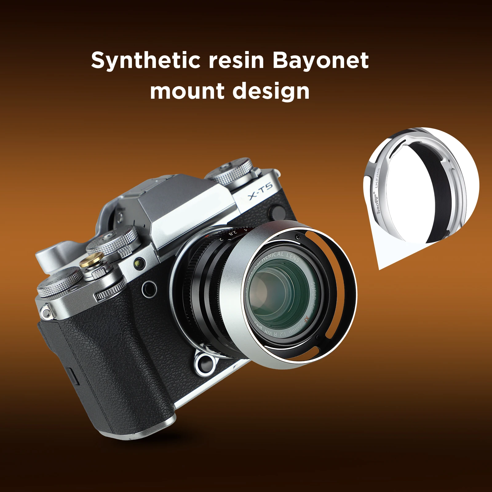 F JJC LH-JXF35SII Silver Metal Square Bayonet Lens Hood for Fujinon