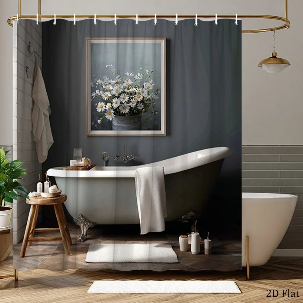 Waterproof Shower Curtain Gray Bathroom Curtain 180x200cm Modern Privacy Shower Screen for Luxury Home Spa Decor - view 2
