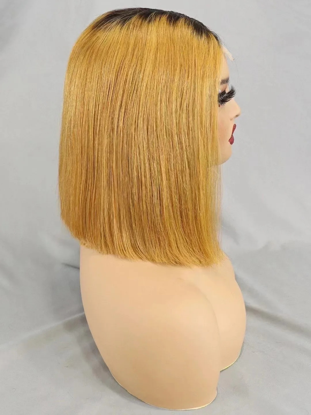 Sem cola 2x6 fechamento do laço bob peruca de cabelo humano para preto feminino super duplo desenhado 350% densidade osso em linha reta perucas de cabelo humano