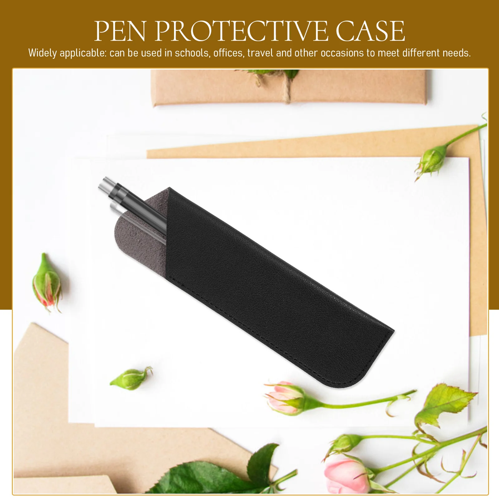 

6pcs Pen Sleeve Pu Pen Holder Sleeve For Ballpoint Fountain Pens Storage Pouch Scratch-Proof Light Portable