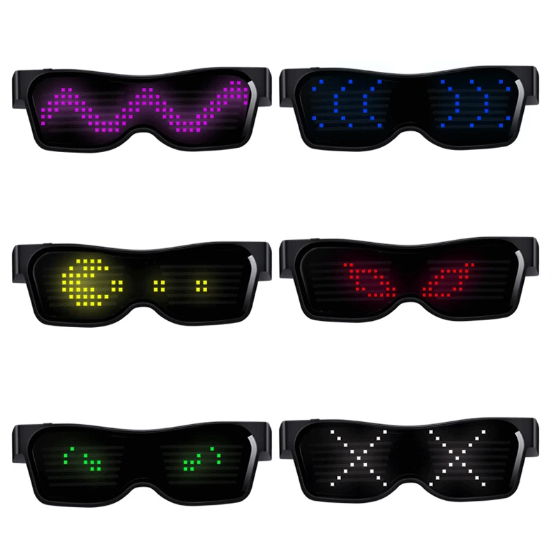 Colorful Luminous Bluetooth Glasses Christmas BIRTHDAY Y2K Cool Futuristic Accessories Flashing DIY Text Bluetooth Glasses Toys