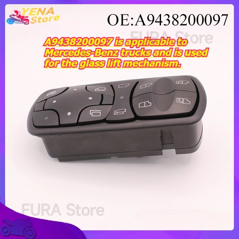 

The window control switch button A9438200097 is applicable to Mercedes-Benz trucks and is used for the glass lift mechanism.