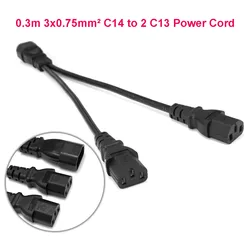 IEC C14 to C13 Extension Cord 1 Male to 2 Female Splitter Cable PDU C14 C13 Power Extension Cable For UPS PC Computer Monitor