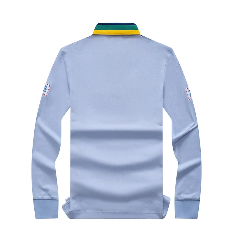New Arrivals Men's Long Polo Shirts Full-Sleeved Collar Tee Shirt Embroidery Casual Sports Plus US